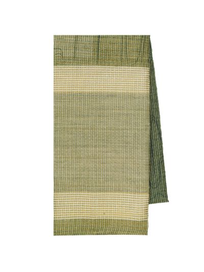 Gracecharm Semi Jute Abstract Curvilinear Geometric with Striped Pallu Border Saree