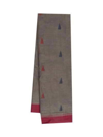 Gracecharm Elegant Kanchi Cotton Triangle Butta with Maroon Border Saree