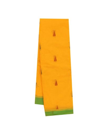 Gracecharm Elegant Kanchi Cotton Triangle Butta with Green Border Saree