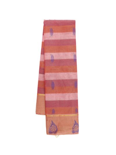 Gracecharm Elegant Kanchi Cotton Striped Butta with Floral Pallu Saree