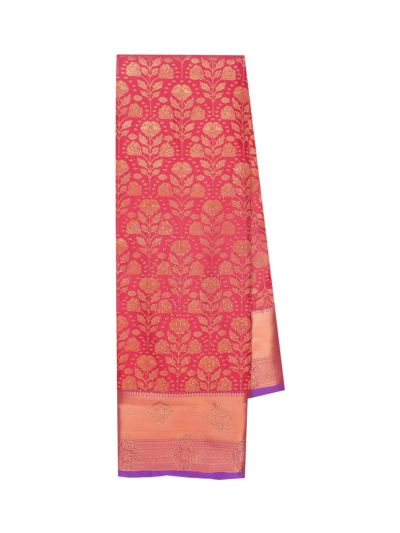 Gracecharm Rani Pink Gift Art Silk Floral Jacquard Fine Stones With Zari Woven Border Saree