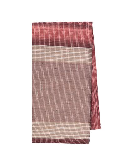 Gracecharm Semi Jute Geometric Diamond Butta with Striped Pallu Border Saree