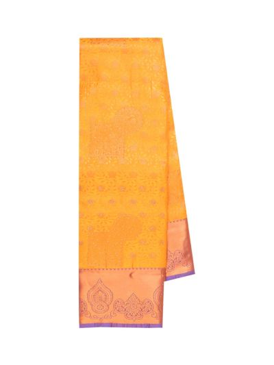 Gracecharm Mango Yellow Gift Art Silk Floral Jacquard Fine Stones With Zari Woven Border Saree