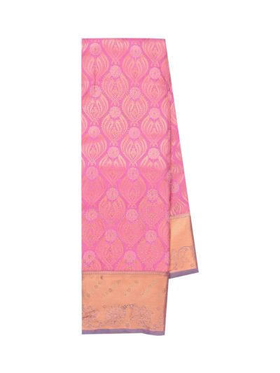 Gracecharm Hot Pink Gift Art Silk Floral Jacquard Fine Stones With Zari Woven Border Saree