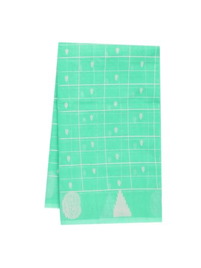Gracecharm Kora Silk Cotton Checks Butta with Temple Border Saree