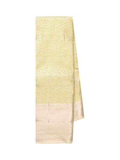 Gracecharm Cream Gold Tissue Soft Silk Floral Jaal Motif with Zari Border Saree