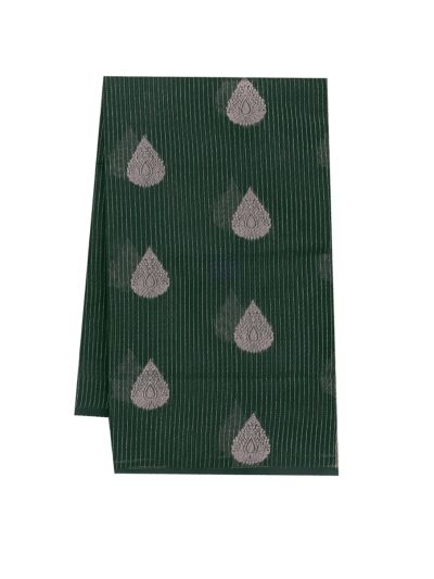 Gracecharm Kora Silk Cotton Bottle Green Paisley Butta Saree