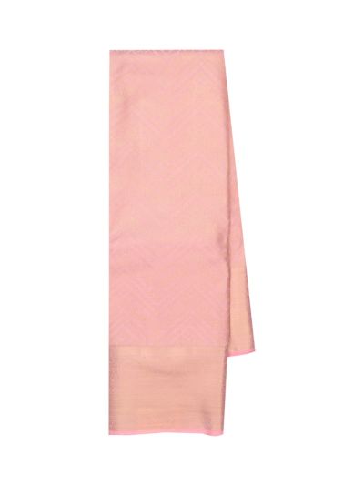 Gracecharm Blush Pink Tissue Soft Silk Floral Jaal Motif with Zari Border Saree