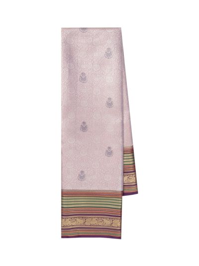 Gracecharm Pastel Lavender Tissue Soft Silk Floral Jaal Motif with Zari Border Saree
