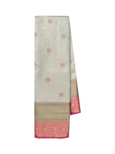 Gracecharm Light Pastel Green Tissue Soft Silk Floral Jaal Motif with Zari Border Saree