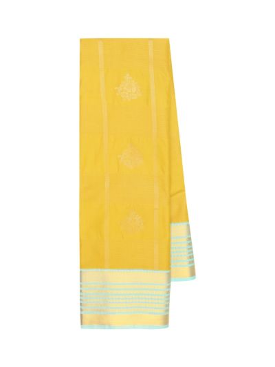 Gracecharm Mango Yellow Gift Art Silk Butta with Geometric Brocade Pallu Saree