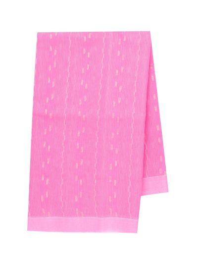 Gracecharm Kora Silk Cotton Bright Pink Striped Butta Design Saree