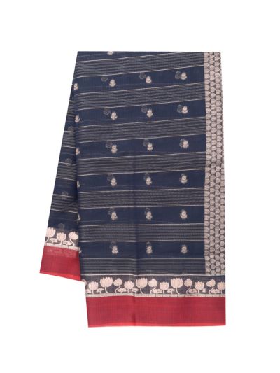Gracecharm Kora Silk Cotton Dusty Rose Pink Floral Butta Saree