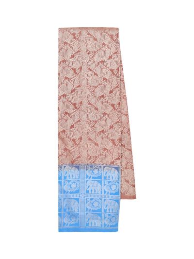Gracecharm Terracotta Pink Art Soft Silk Butta with Geometric Brocade Pallu Saree