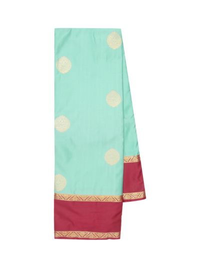 Gracecharm Sea Green Tissue Art Soft Silk Floral Jaal Motif with Zari Border Saree