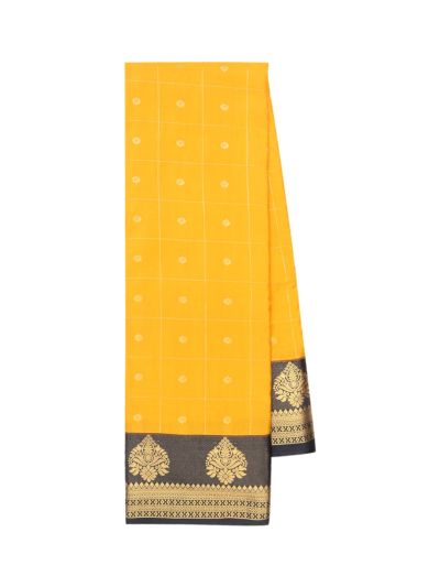 Gracecharm Marigold Yellow Tissue Art Soft Silk Floral Jaal Motif with Zari Border Saree