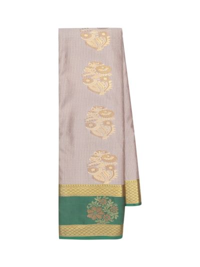 Gracecharm Mauve Grey Art Soft Silk Dotted Stripe with Diamond Zari Pallu Saree 
