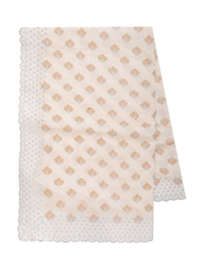 BlossomEase Banana Cream George Elegant Stone Work with Fancy Border Saree