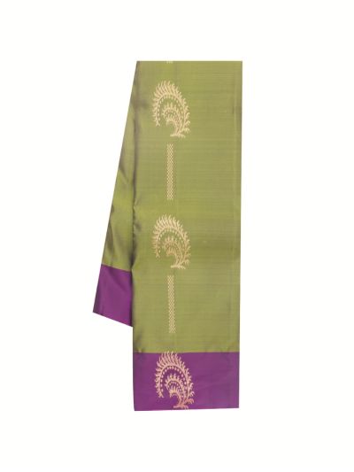 Gracecharm Art Soft Silk Olive Green Paisley Zari Saree