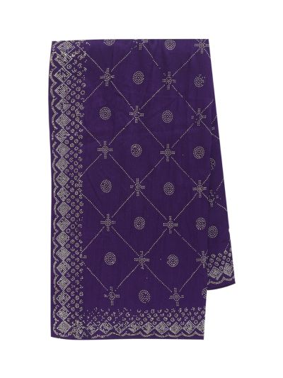 BlossomEase Royal Purple George Elegant Stone Work with Fancy Border Saree