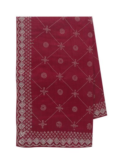 BlossomEase Crowd Flower Dark Cherry Red George Elegant Stone Work with Fancy Border Saree