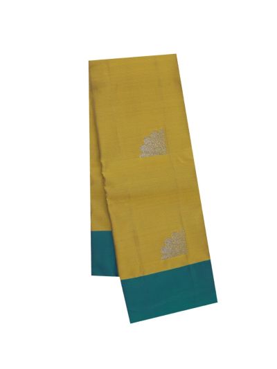 Gracecharm Art Soft Silk Mustard Fan Butta Teal Zari Saree