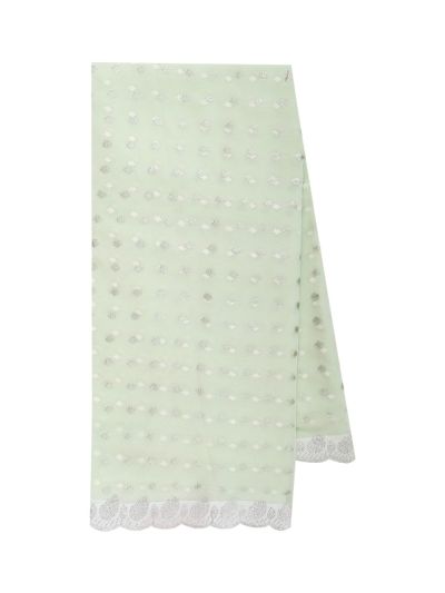 BlossomEase Pastel Green George Elegant Stone Work with Fancy Border Saree