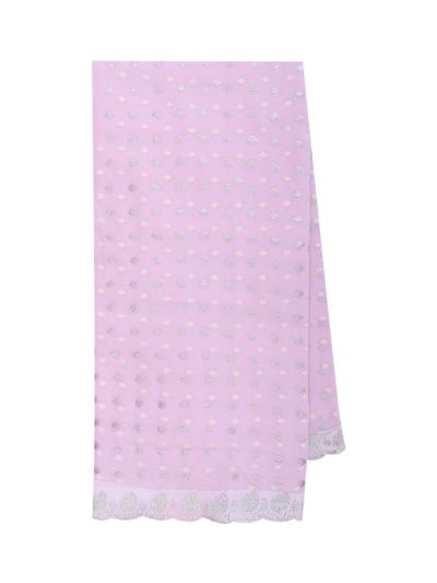 BlossomEase Light Purple George Elegant Stone Work with Fancy Border Saree
