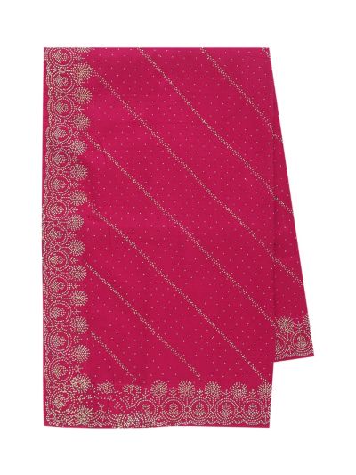 BlossomEase Magenta George Elegant Stone Work with Fancy Border Saree