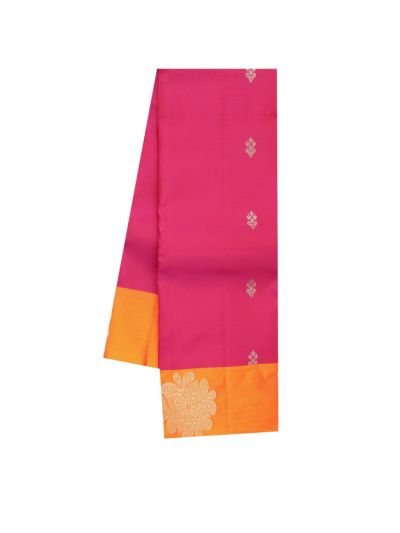 Gracecharm Art Soft Silk Rani Pink Floral Butta Zari Saree