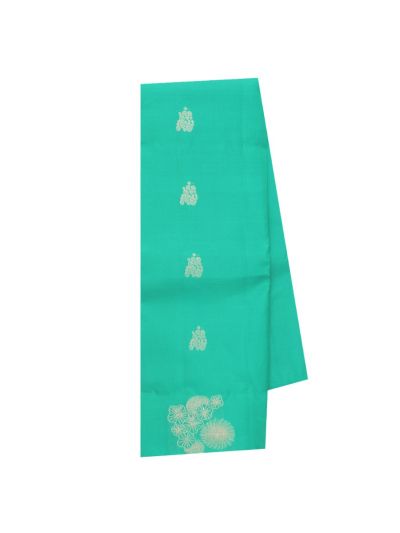 Gracecharm Art Soft Silk Turquoise Floral Butta Zari Saree