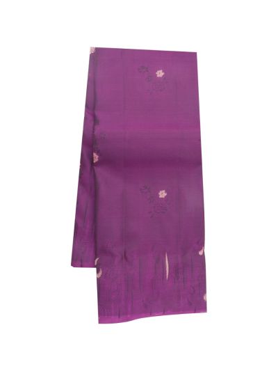Gracecharm Art Soft Silk Plum Purple Floral Butta Saree