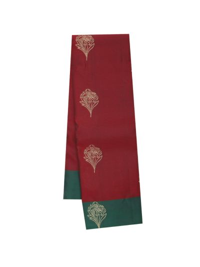Gracecharm Art Soft Silk Maroon Floral Butta Green Zari Saree