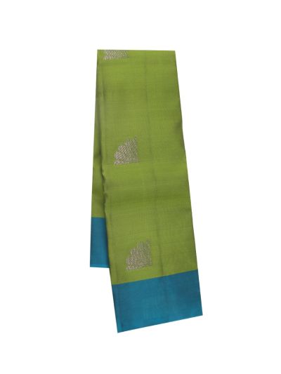 Gracecharm Art Soft Silk Parrot Green Fan Butta Zari Saree