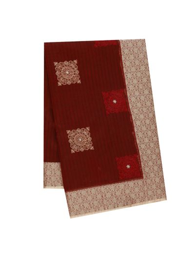Gracecharm Elegant Manipuri Cotton Maroon Mandala Butta Saree