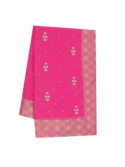 Gracecharm Elegant Manipuri Cotton Rani Pink Floral Butta Saree  