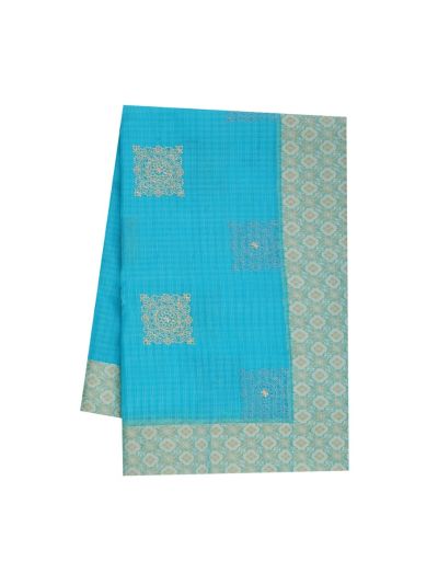 Gracecharm Elegant Manipuri Cotton Sky Blue Mandala Butta Saree