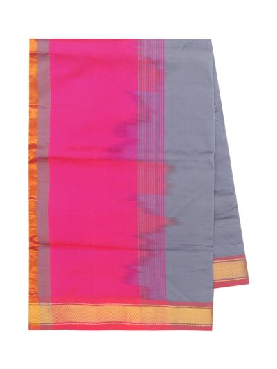Gracecharm Ash Grey Elegant Silk Cotton Plain with Border Saree