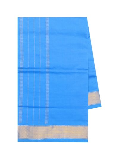 Gracecharm Elegant Sky Blue Silk Cotton Plain with Border Saree