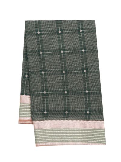 Gracecharm Kora Silk Cotton Bottle Green Diamond Butta Saree