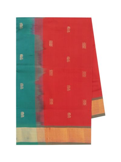 Gracecharm Elegant Bright Red Silk Cotton Plain with Border Saree