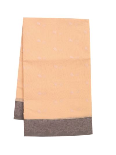 Gracecharm Kora Silk Cotton Peach Paisley Butta Border Saree