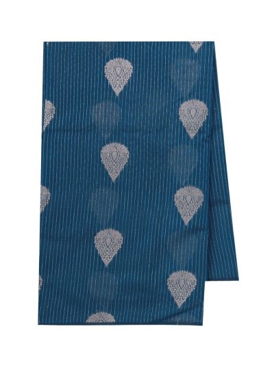 Gracecharm Kora Silk Cotton Peacock Blue Paisley Butta Saree