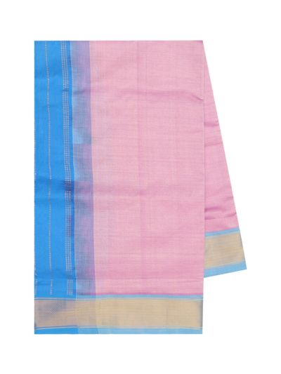 Gracecharm Elegant Baby Pink Silk Cotton Plain with Border Saree