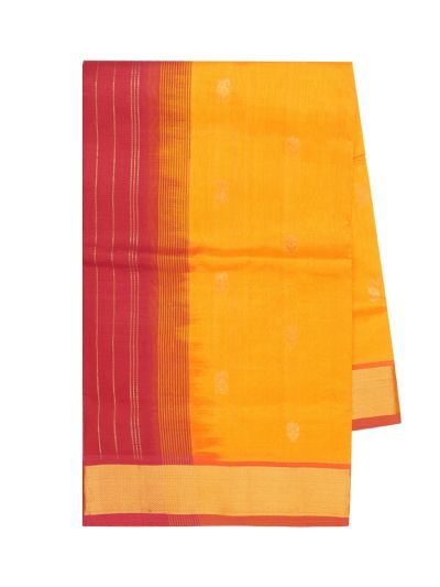 Gracecharm Elegant Mango Yellow Silk Cotton Butta Design with Border Saree