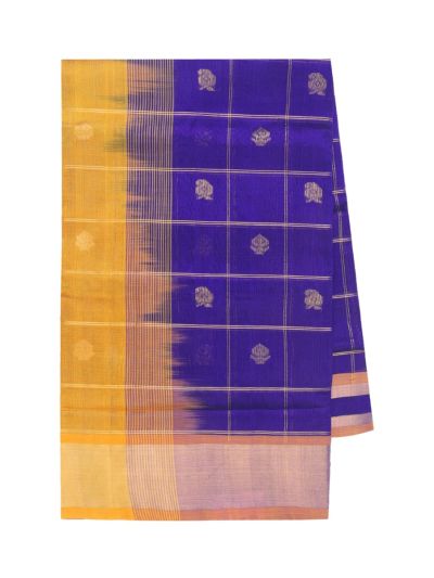 Gracecharm Elegant MS Blue Silk Cotton Butta Design with Border Saree
