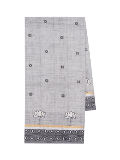 Gracecharm Elegant Light Grey Sarla Cotton Printed Design with Border Saree