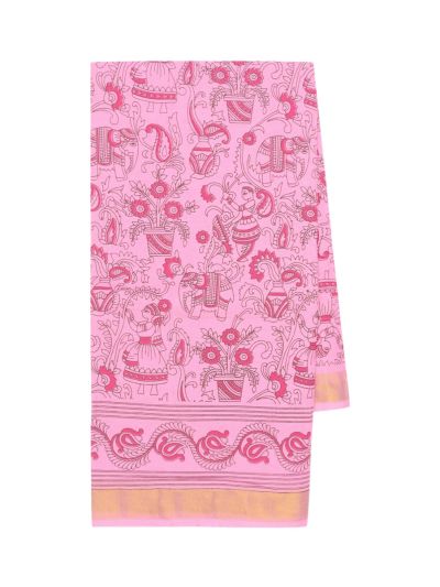 Gracecharm Elegant Gadwal Printed cotton Design with Border Saree