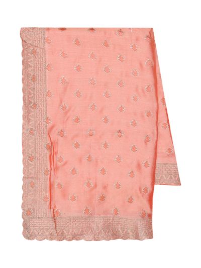 BlossomEase Light Coral Pink George Elegant Stone Work with Fancy Border Saree