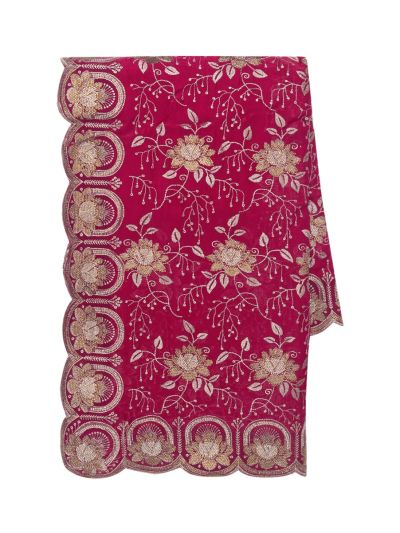 BlossomEase Magenta George Elegant Stone Work with Fancy Border Saree